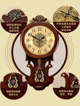 Europejskie zegar ścienny vintage wahadłowe zegar ścienny dekor dzwon salon radio zegar domowy chiński styl Duvar Saati Decor SC445