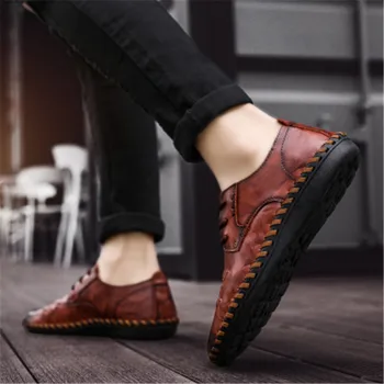 Nowy wygodny duży rozmiar 38-48 Casual buty mokasyny Męskie obuwie wysokiej jakości skóra naturalna buty męskie mieszkania mokasyny buty