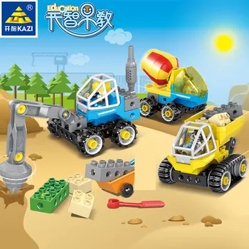 City Engineering Crane Wózki Truck Model Building Blocks Sets Duplo Technic DIY Early Educational Brinquedos Bricks Kids Toys