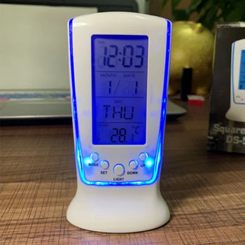 Budzik cyfrowy z podświetleniem temperatury kalendarz LED Mute Led alarmy bezprzewodowe mini uchwyt zegarek wyświetlacz data tydzień