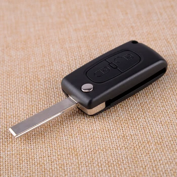 DWCX 1Pc Car 2 Button 433MHZ Flip Folding Entry Remote Key Cover Case Fob Shell with ID46 Chip Fit for Peugeot Citroen
