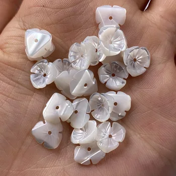 5szt Carven White Shell Flower Pure Natural Material płatki 3D kwiat koraliki handmade naszyjnik DIY tworzenia biżuterii