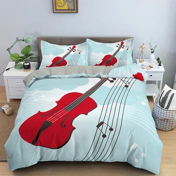 3D gitara muzyka Uwaga szablon komplety pościeli poszwa na pościel pościel Twin/Queen/King Size Bed Room For Kids Pościeli