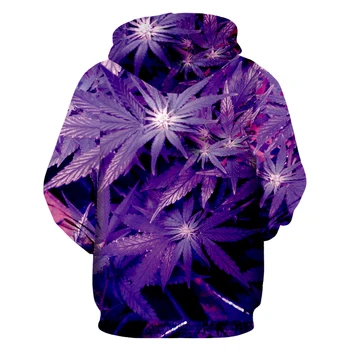 2020 nowe hip-hop, bluzy Mężczyźni/Kobiety modny styl 3D drukowane purpurowe liście bluzy z kapturem bluza rock
