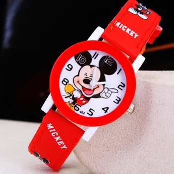 Luksusowe Dla Dzieci Zegar Kreskówki Mickey Moda Zegarek Kwarcowy Dziewczyny Zegarek Kobiety Skórzany Pasek Zegarek Chłopcy Zegar Relogio Feminino
