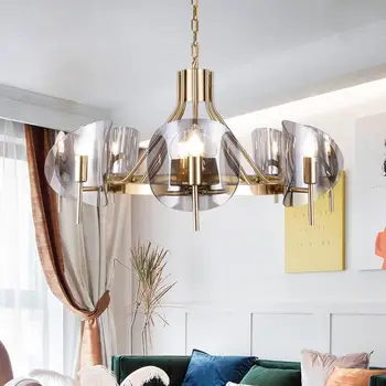 Postmodernistyczny luksusowy led żyrandol lampa salon osobowość szklana dwupoziomowy willa jadalnia żyrandol sypialnia lampa dekoracyjna
