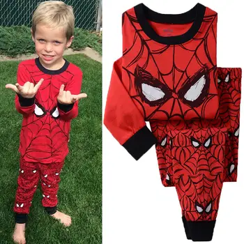 Dzieci chłopiec dziewczynka spider-man top koszulka+spodnie strój piżama piżamy piżamy zestaw