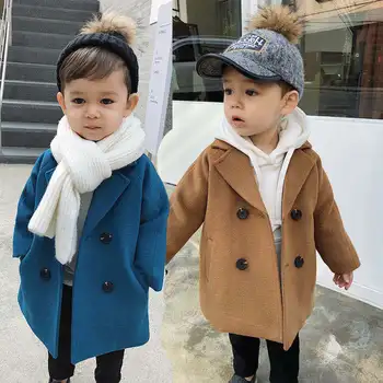 2020 dziewczynek moda kurtka wełniana guziki kieszenie grube ciepłe płaszcze zimowe kurtki dziecięce odzież dziecięca płaszcz