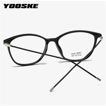 YOOSKE Cat Eye Glasses Frame Women Retro Ultralight TR90 okulary dla mężczyzn modne oprawki okularowe męskie damskie fałszywe okulary