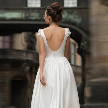 Robe de mariee cap sleeves suknia ślubna vestidos suknia ślubna Robe De Soiree longue formalne proste robe de soiree bride to be