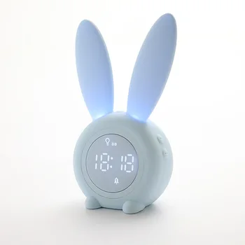 Ładny led cyfrowy budzik elektroniczny USB kontrola dźwięku Królik nocne zegar na biurko dekoracje do domu dla dzieci sypialnia decor