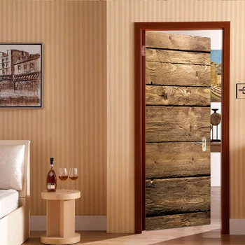 3D wodoszczelne drzwi naklejki drewno PCV wymienne zgrubienie naprawa drzwi tapety drzwi naklejki do łazienki, salonu