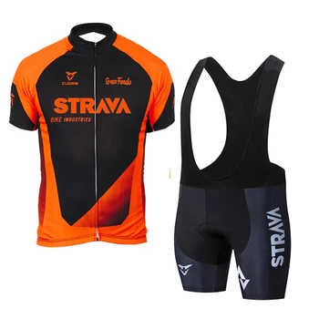 2021 New STRAVA Summer Cycling Jersey Set Oddychającym Team Racing Sport Bicycle Jersey męska rowerowa odzież Short Bike Jersey