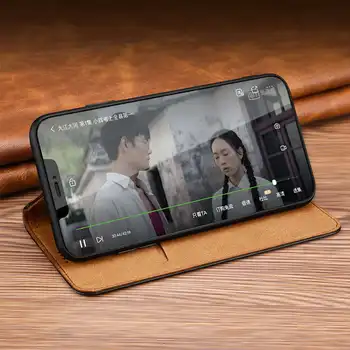 Etui z naturalnej skóry do Iphone X XS Max Case Magnetic Cover Brief Coque dla Iphone XS XR 7 8 Plus Flip Case futerał