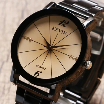 KEVIN Creative Dial Men Women Stainless Steel Band mody zegarek Kwarcowy zegarek dla najlepszych prezentów