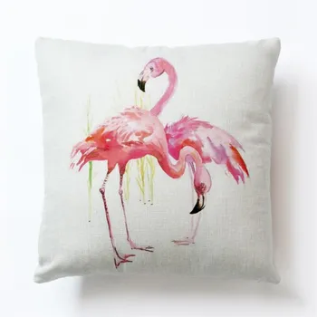 Różowy kreskówka flamingo poszewka dekoracyjna ślub 45*45 cm lniana poszewka główna sypialnia dekoracje dla kochanka prezenty