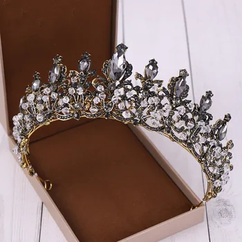 DIEZI baroku panna młoda Czarny kamień biały kryształ korony diadem ślubny Królowa Korony do ślubu 2019 pałąk akcesoria do włosów