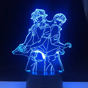 ASH LYNX i EIJI OKUMURY LED ANIME LAMP BANANA FISH 3D Led 7 kolorów światła japońskie anime pilot zdalnego sterowania podstawowa lampa stołowa