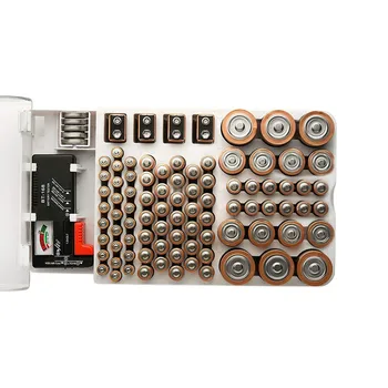 93 siatki tester pojemności baterii pojemnik przezroczysty pomiarowy organizer etui akcesoria do akumulatorów AAA, AA, 9V C D