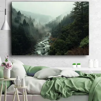 Skandynawski las krajobraz ściany sztuki plakat i druk płótno Malarstwo wschód zachód słońca obraz do salonu Home Decor Cuadros