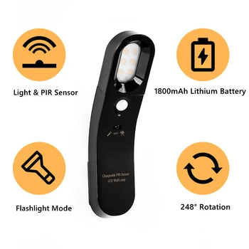 1szt Smart LED czujnik ruchu PIR lampka USB indukcja ludzkiego ciała kinkiet latarka ratunkowa