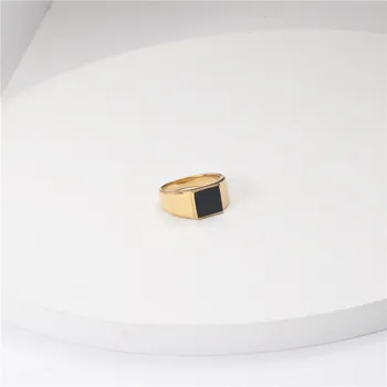 Peri sbox teksturowane koło kwadratowe pierścienie z czarną emalią Yin i Yang geometryczne pierścienie dla kobiet, vintage, biżuteria ze stali nierdzewnej 2020