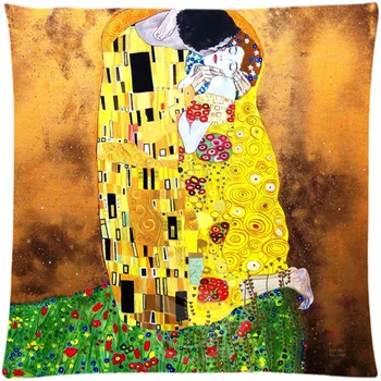 Gustav Klimt The Kiss Custom kwadratowa poszewka na zamek 35х35см (z jednej strony) Poduszka poszewka etui LU 3-350