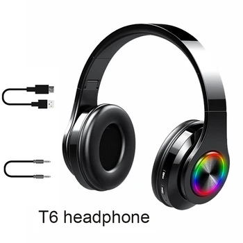 T6 bezprzewodowe słuchawki głęboki bas stereo Bluetooth 5.0 słuchawki do gier składane słuchawki dla graczy z mikrofonem karta TF FM audio