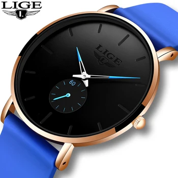 Relogio Masculino 2020 LIGE New Fashion Blue Mens Zegarki Top Brand Luxury Quartz Watch For Men Soft Silicone Waterprooof Clock