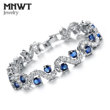 MNWT EU Style Crystal bransoletki kolor srebrny niebieski Kryształ Kamień Kobiece bransoletki moda luksusowe suknie ślubne biżuteria prezent