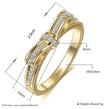 925 srebro błyszczący łuk węzeł obrączki rocznica sześciennych cyrkon pierścień biżuteria prezent dla kobiet (Lam Hub Fong)