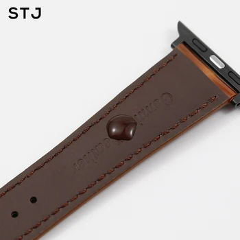 STJ skóra bydlęca pasek do zegarka Apple Watch Band Series 3/2/1 42 mm 38 mm dla Apple Watch Sport pasek mc Series 4 40 mm 44 mm