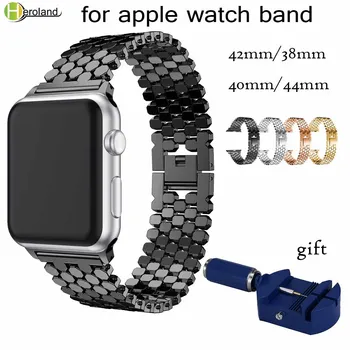 Link pasek ze stali nierdzewnej dla apple watch band 42 mm/38 mm/40 mm/44 mm, bransoleta do zegarka iwatch bands series 4 3 2 1 pasek na rękę