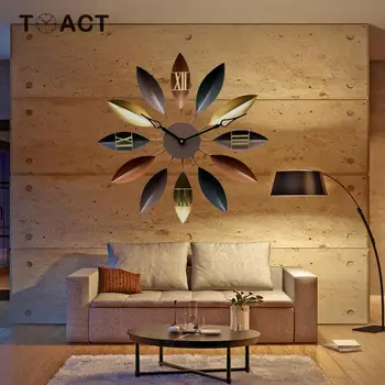 Wielkie, Metalowe Artystyczne Zegar Ścienny Retro Skandynawskiego Typu Mute Hanger Watch Silent Hanging Wall Clock Home Living Room, Bedroom Decor