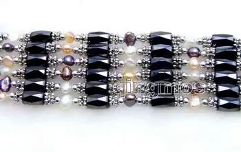 Qingmos naturalny multi color pearl i czarny hematyt magnetyczny i tybetańskie koraliki 38