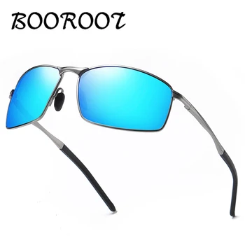 BOOROOT okulary Mężczyźni/Kobiety okulary polaryzacyjne stopu ramka UV400 okulary klasyczny prostokąt lustro okulary