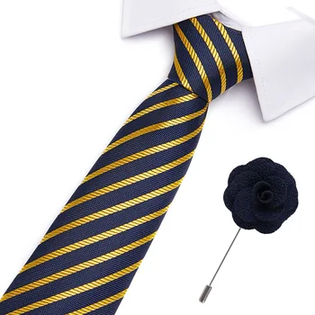 Mężczyźni krawat krawat zestaw moda ślubne krawaty dla mężczyzn szal krawat punkt paski Гравата żakardowe krawat i broszka zestaw akcesoriów partii