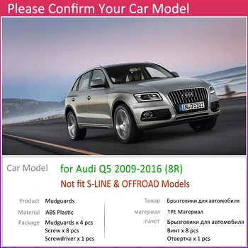 4 szt. błotnik do Audi Q5 2009~2016 8R błotnik błotniki straży błotnik chlapacz akcesoria samochodowe 2010 2011 2012 2013