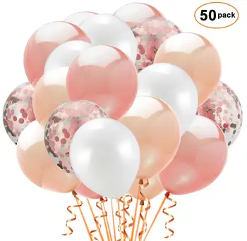 50szt 12 cali różowe złoto balon konfetti butle 18th 21th 30th urodziny dekoracje dekoracje ślubne wieczór panieński dostawy partii