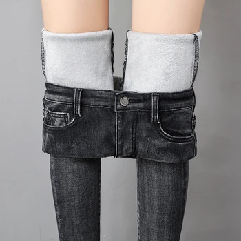 Zimowe ciepłe dżinsy kobiety 2020 Wysoka Talia casual, odzież Damska, spodnie damskie spodnie denim jeans dla kobiet spodnie plus size 11936