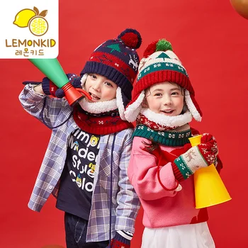 Koreański styl Dziecięcy zestaw z 3 przedmiotów szalik rękawiczki dla chłopców i dziewcząt z dzianiny czapka zimowa ciepła plus aksamit