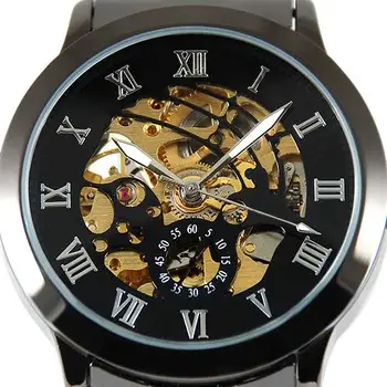 Luksusowe męskie wolframu stali zegarek mechaniczny szkielet mężczyzna cyfry rzymskie naciąg ręczny zegarek mechaniczny zegarek mężczyzna zegarka zegarki męskie