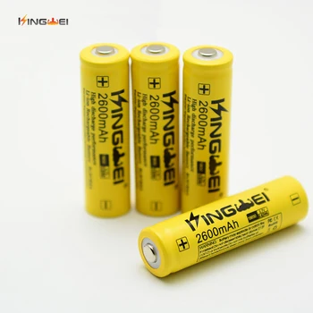 Wysokiej jakości KingWei Yellow 18650 2600mah zaostrzony koniec ból głowy bateria 3.7 v akumulator litowo-jonowy