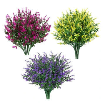 12 nici sztuczne kwiaty lawendy odkryty fałszywe Kwiaty do dekoracji imitacja roślin ogród, ganek okno ozdoby