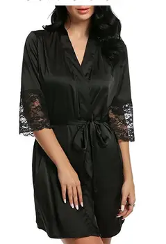 Mid-sleeve sexy women nightwear kąpielowe plus rozmiar M L XL XXL koronki naturalny jedwab Damskie szlafroki darmowa wysyłka vs brand hot